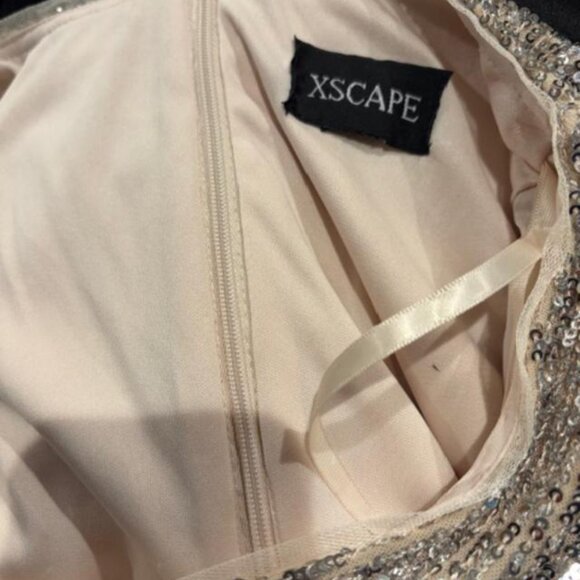 Xscape Silver Sequin-Top Black Taffeta Ball Gown - Picture 7 of 7